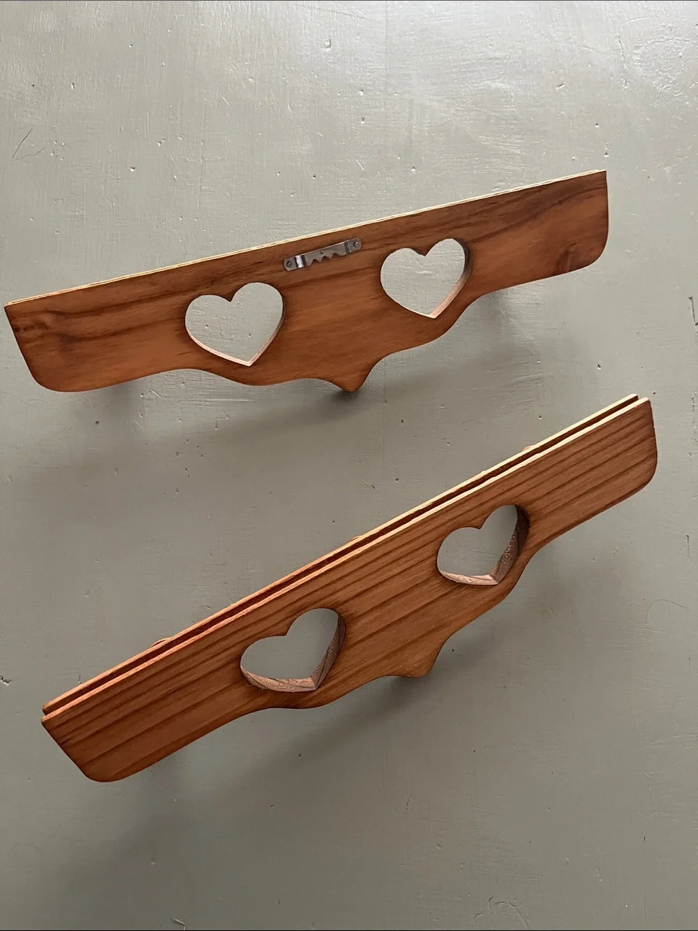Cottage core Mini Wooden Heart cutout Rack Wall pegs